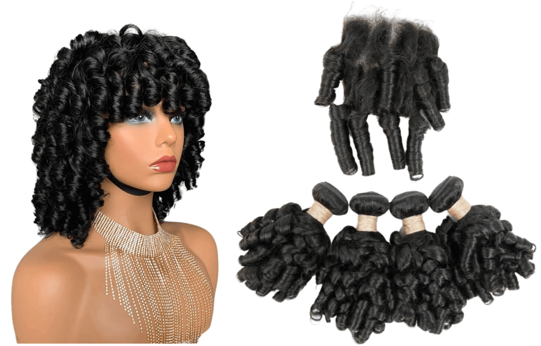 10A Grade Brazilian 3/4 Bundles Loose Bouncy Curl Human Hair bundles w