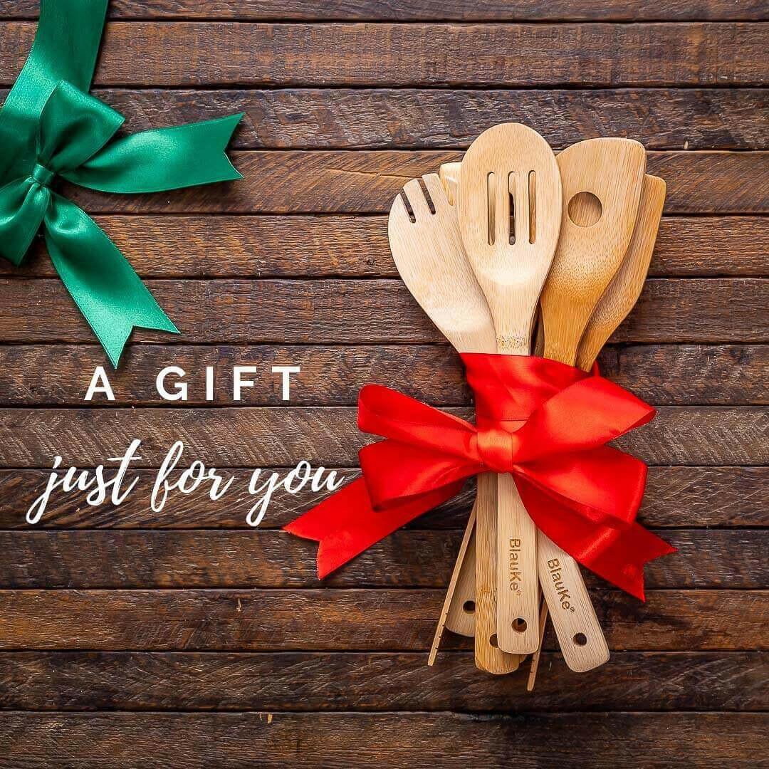 Wooden Spoons for Cooking 7-Pack - Bamboo Kitchen Utensils Set