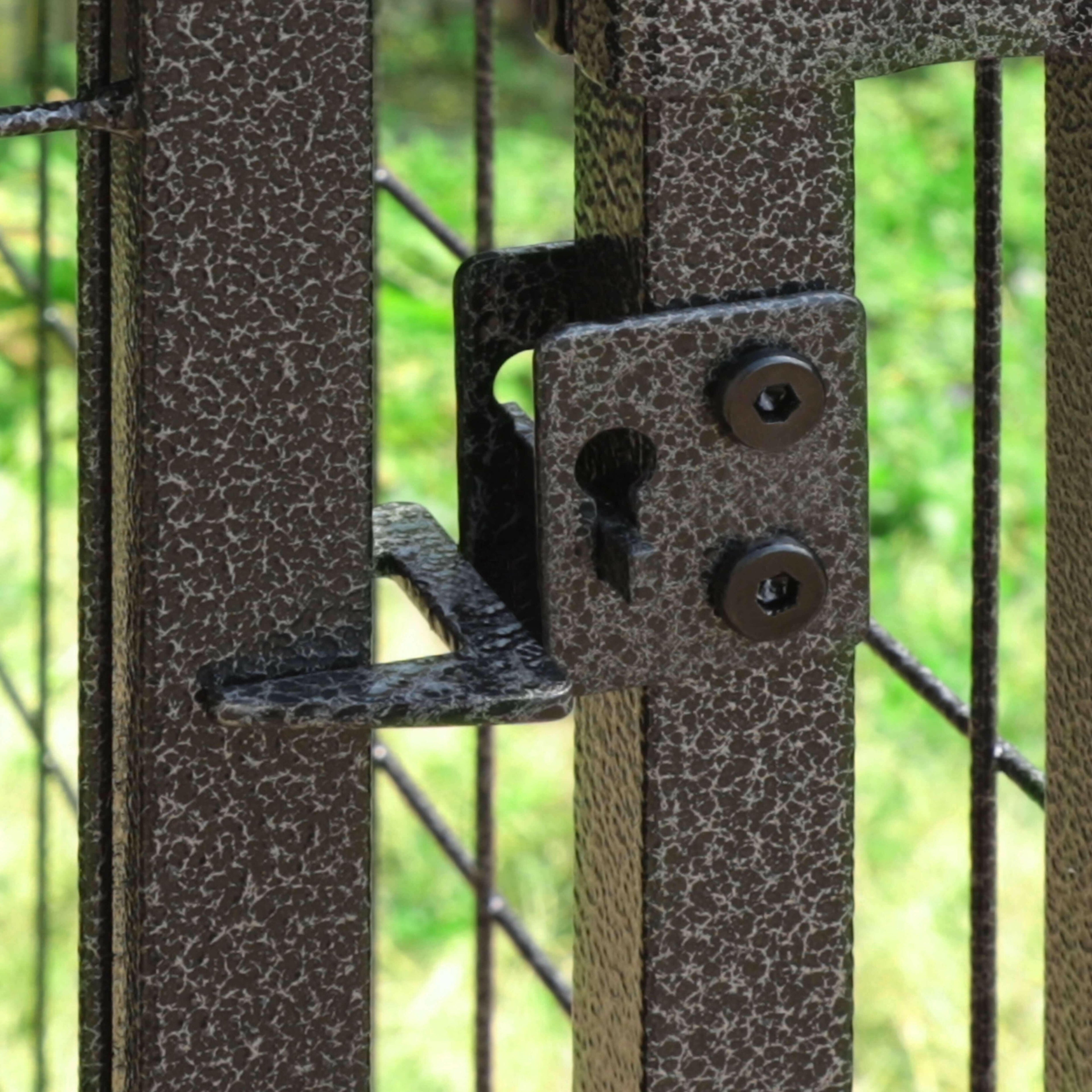 Outdoor Dog Kennel, Metal Large Dog Crates W/Canopy & 2 Rotating Feeding Doors, 4.5&
