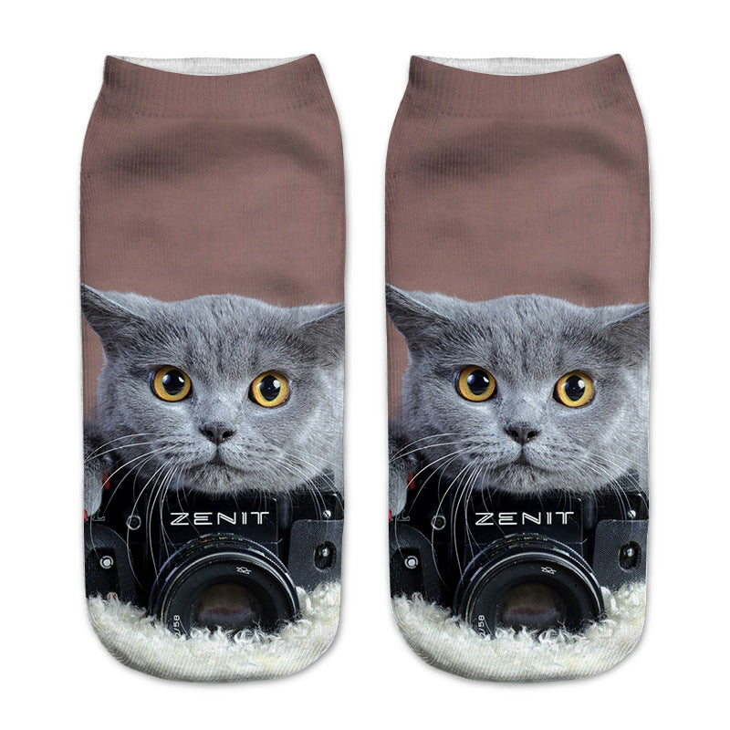 Cute Cat Series 3D Digital Print Socks for Kids