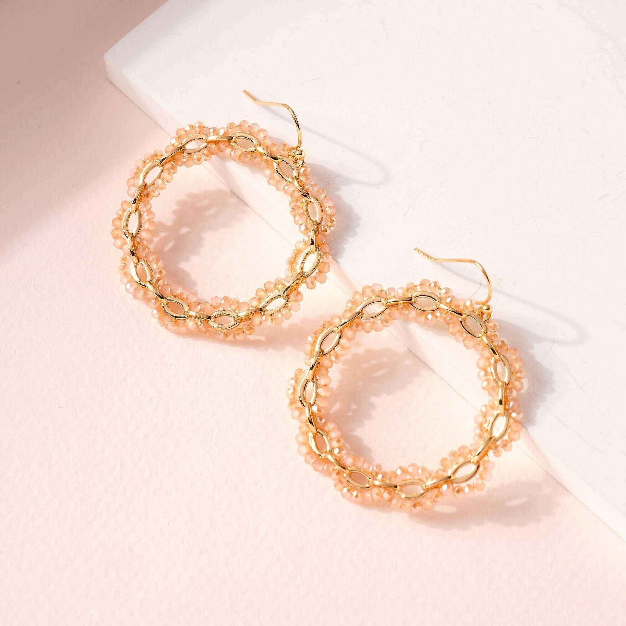 Glass Beads Chain Linked Earrings