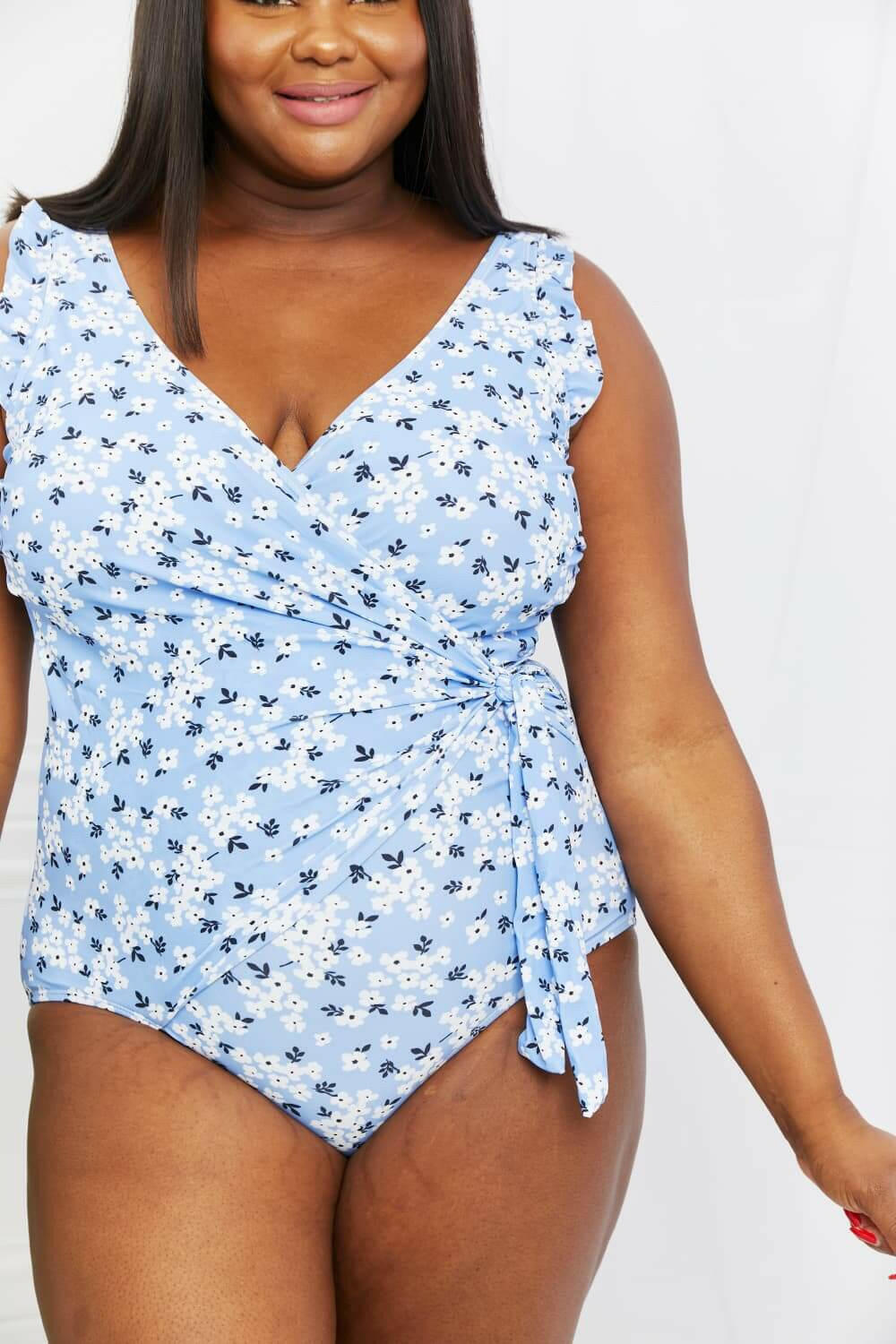 Marina West Swim Full Size Float On Ruffle Faux Wrap One-Piece in