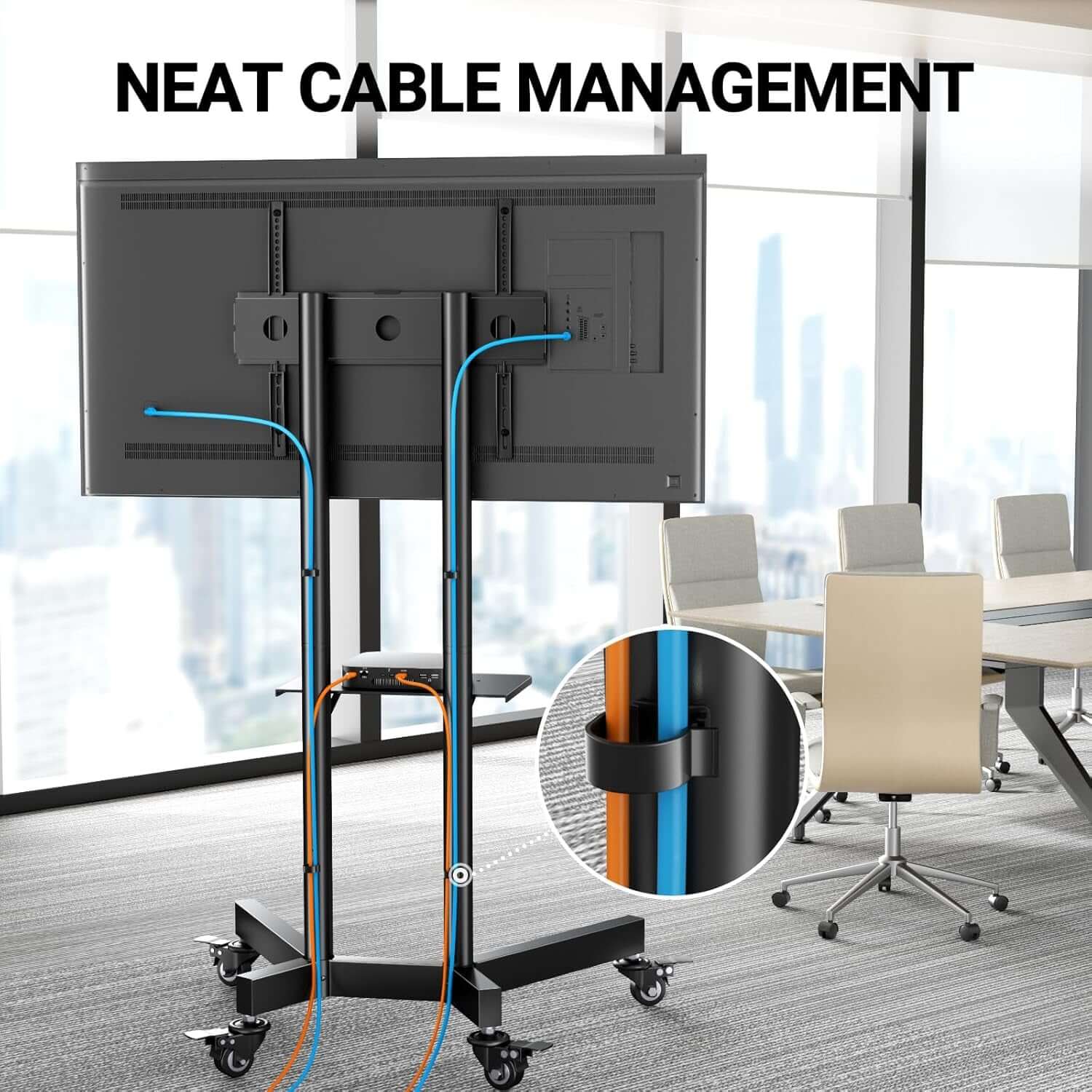 Adjustable Rolling TV Stand for 32-85 Inch TVs