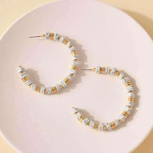 Rubber and Metal Disc Hoop Earrings