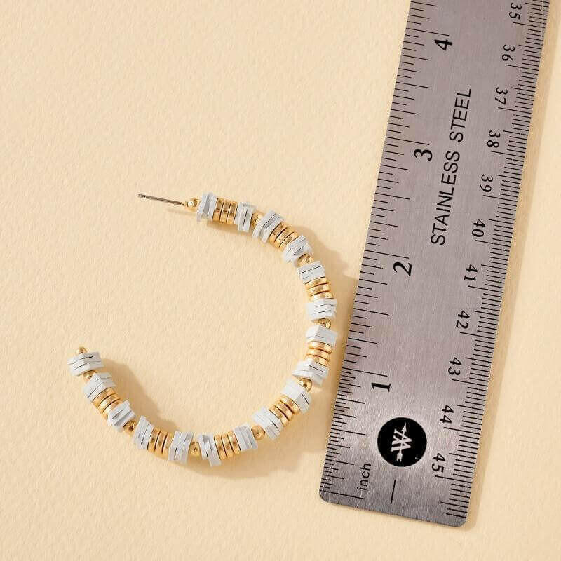 Rubber and Metal Disc Hoop Earrings