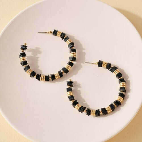 Rubber and Metal Disc Hoop Earrings