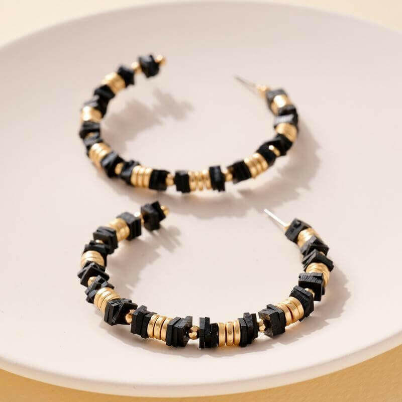 Rubber and Metal Disc Hoop Earrings