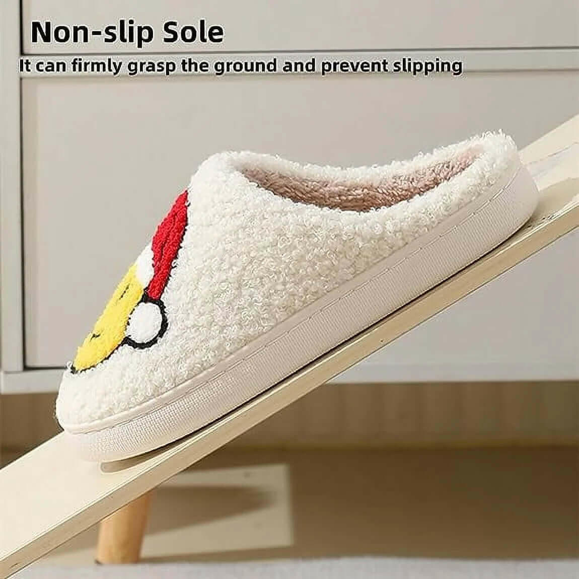 Smile Face Slippers for Women Men, Anti-Slip Soft Plush House Slippers with Memory Foam Slip Cute Cartoon Shoes Warmth for Indoor Outdoor(44/45)