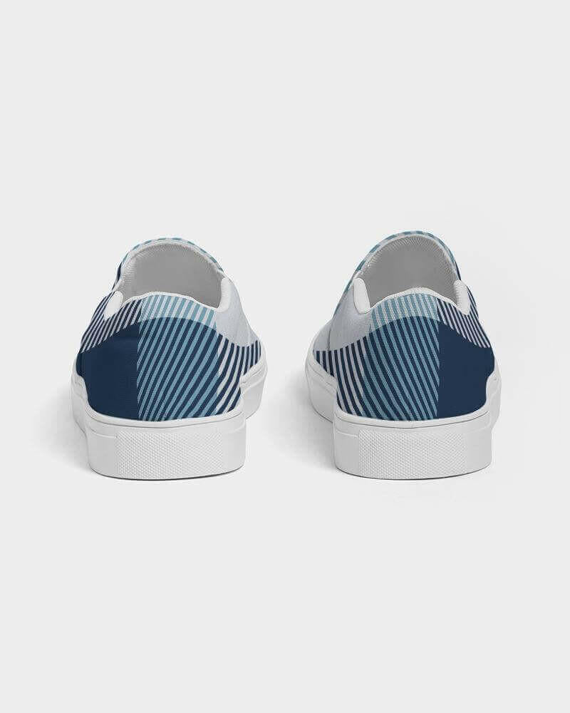 blue plaid slip-on sneakers