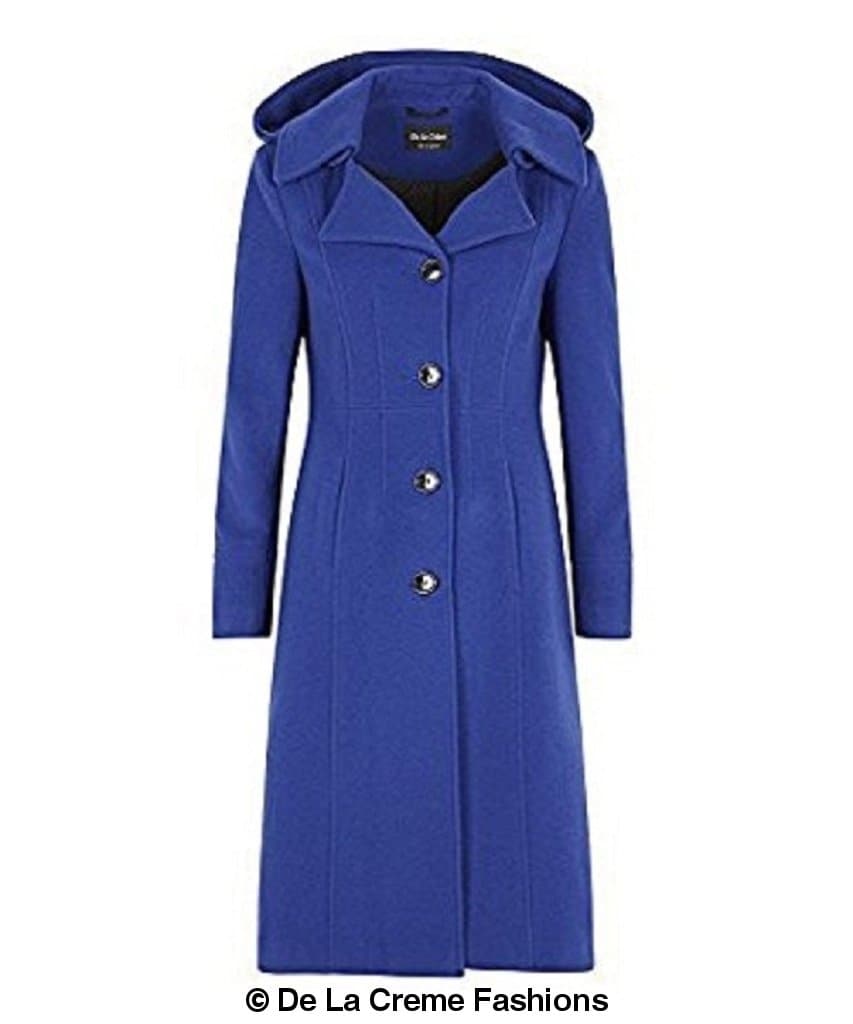 Wool Blend Hooded Mid Length Coat (1704)