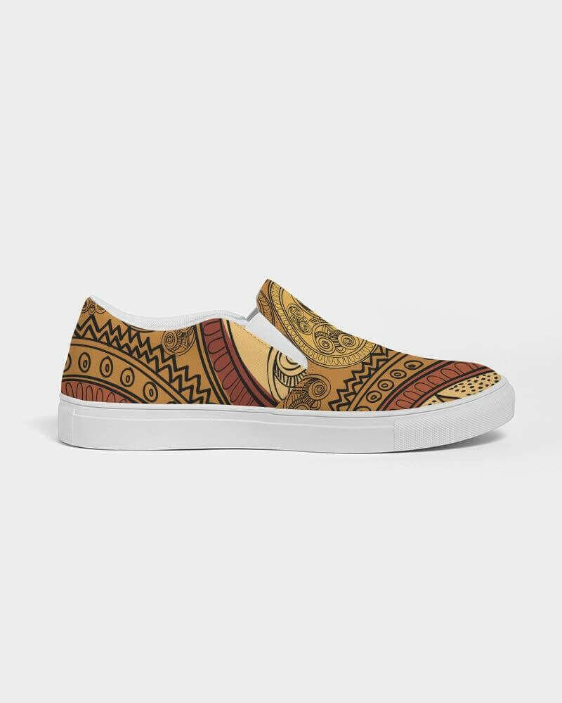 brown paisley slip-on sneakers