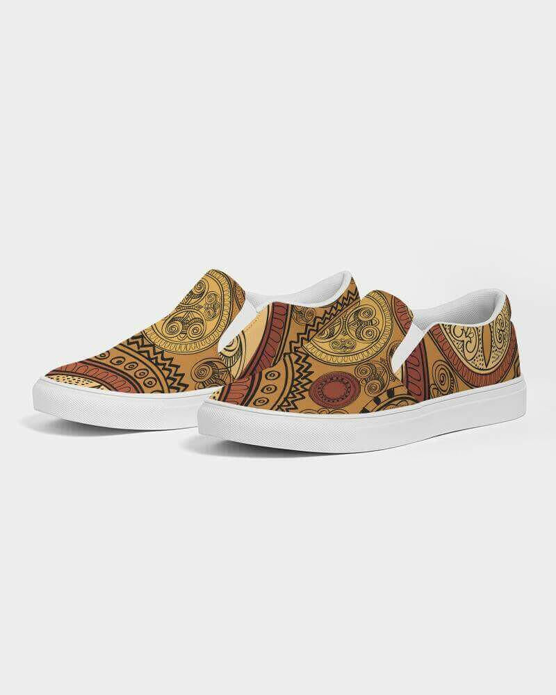 brown paisley slip-on sneakers