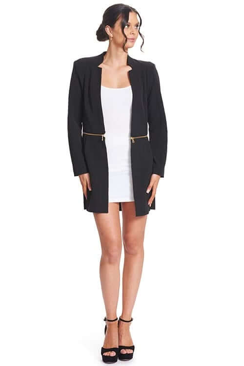 Convertible Notch Neck Blazer: Versatile 3-Way Style - Long, Cropped &
