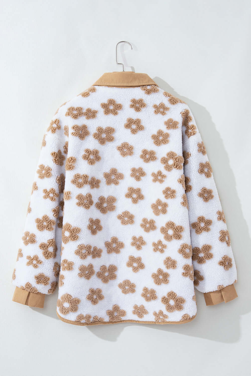 Floral Button-Up Fleece Pocketed Jacket