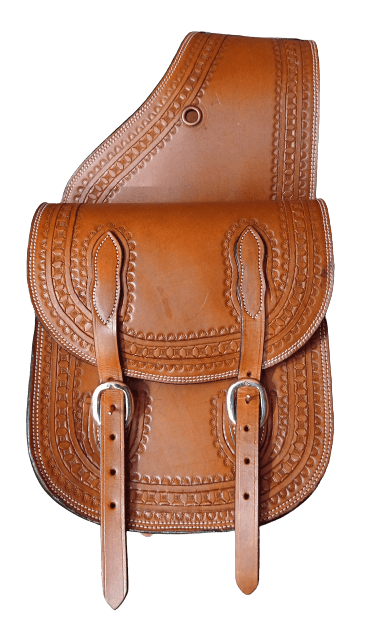 Genuine Leather Western Trail Tooling Carving Horse Saddle Bag