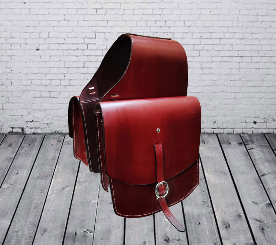 Cowhide Leather Western Saddle Bag: Trail Riding Gear Horse Riding
