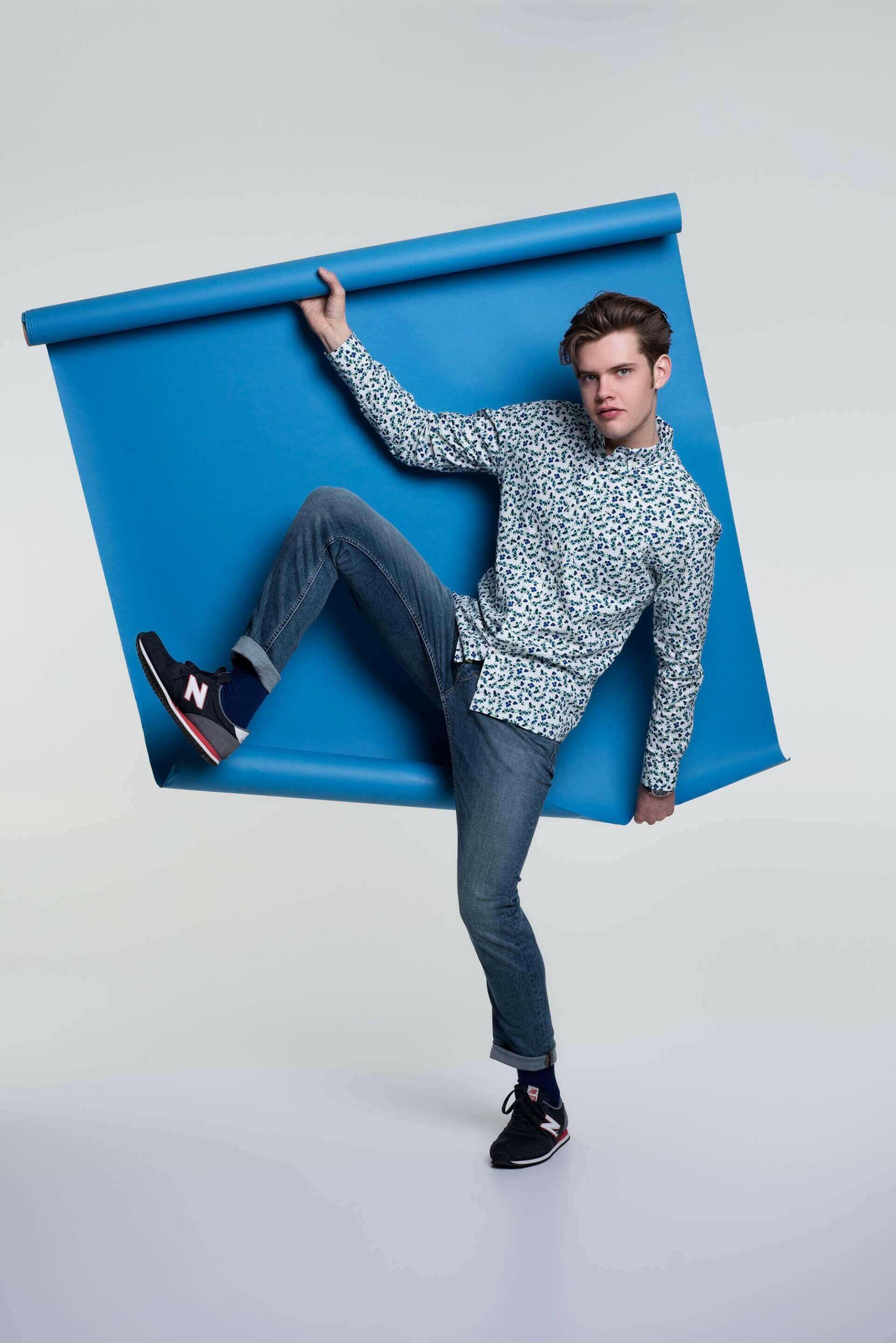 Blueberry Printed Casual Button-Down Long Sleeve Shirt