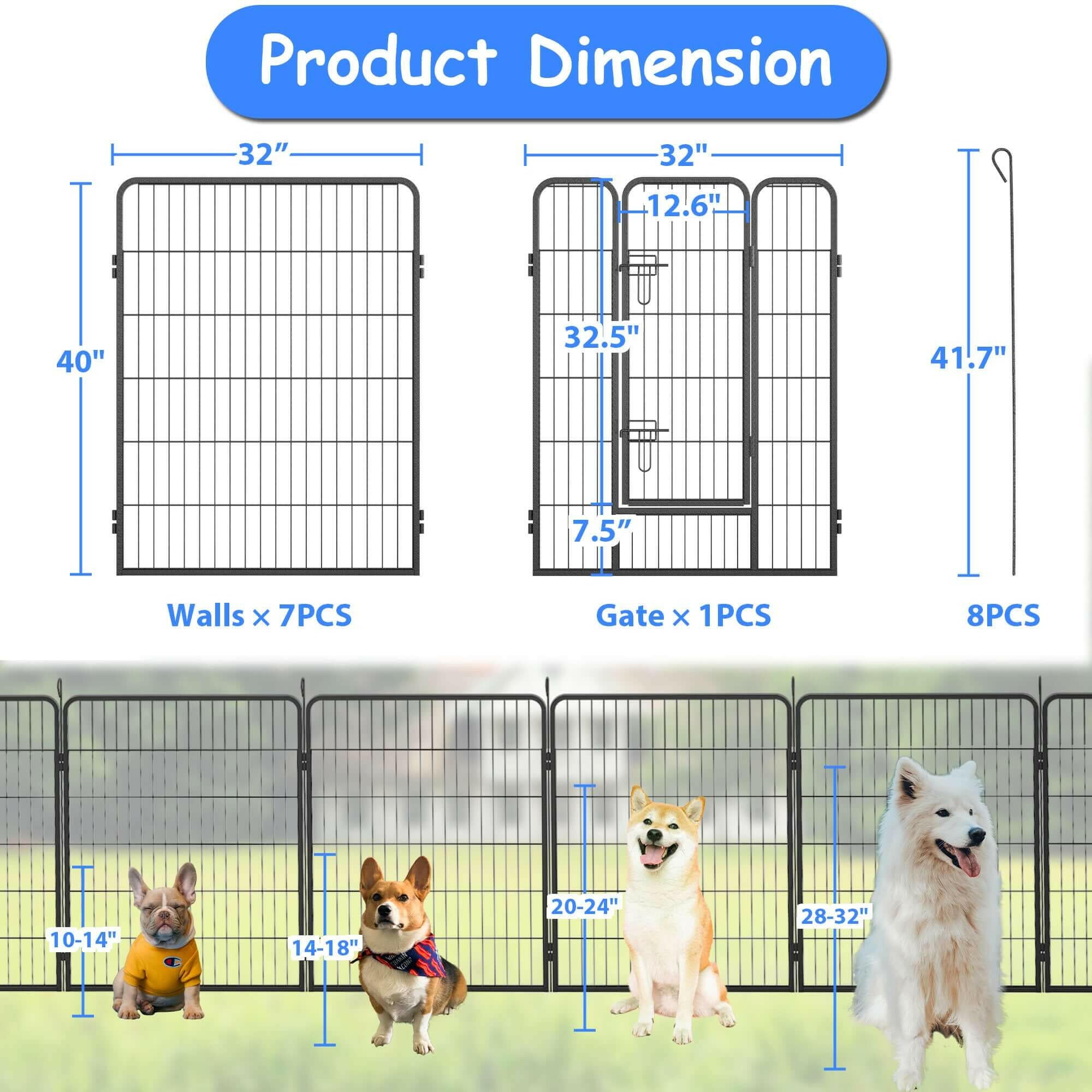 Dog Pens Outdoor 32" Height Foldable 16 Panels