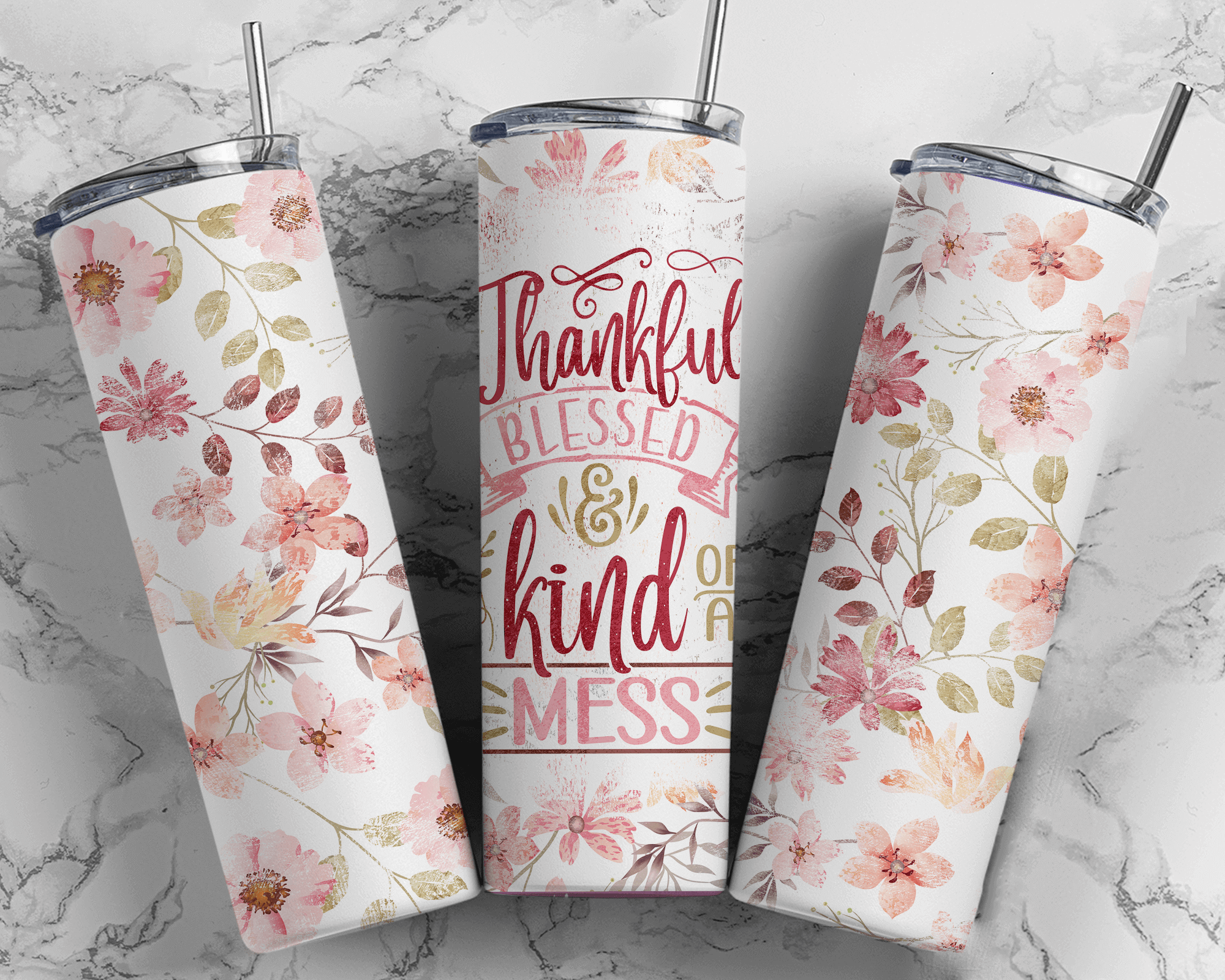 20oz Thankful Mess Tumbler