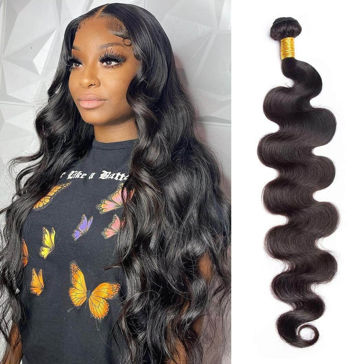 Body Wave Human Hair Bundle – 26 Inches, 1B Natural Black