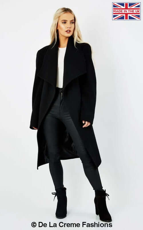wool blend duster coat