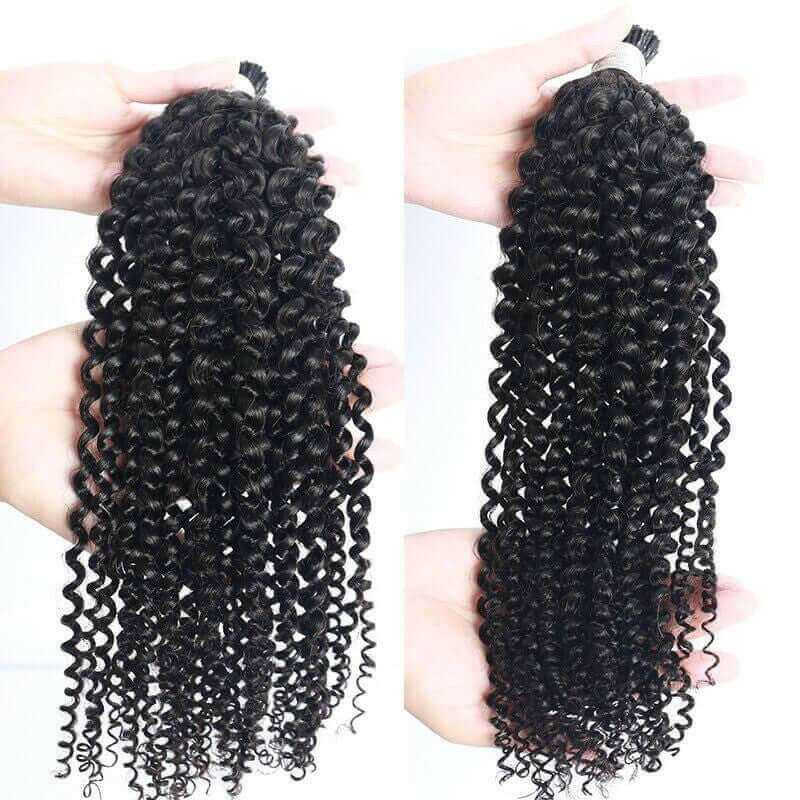 Kinky Curly Human Hair i Tip Microlinks Bulk Braiding Human Hair Bundl