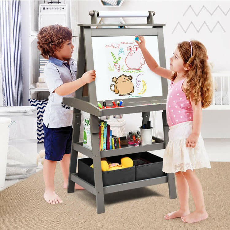 3-in-1 Art Easel for Kids - Double-Sided & Storage
