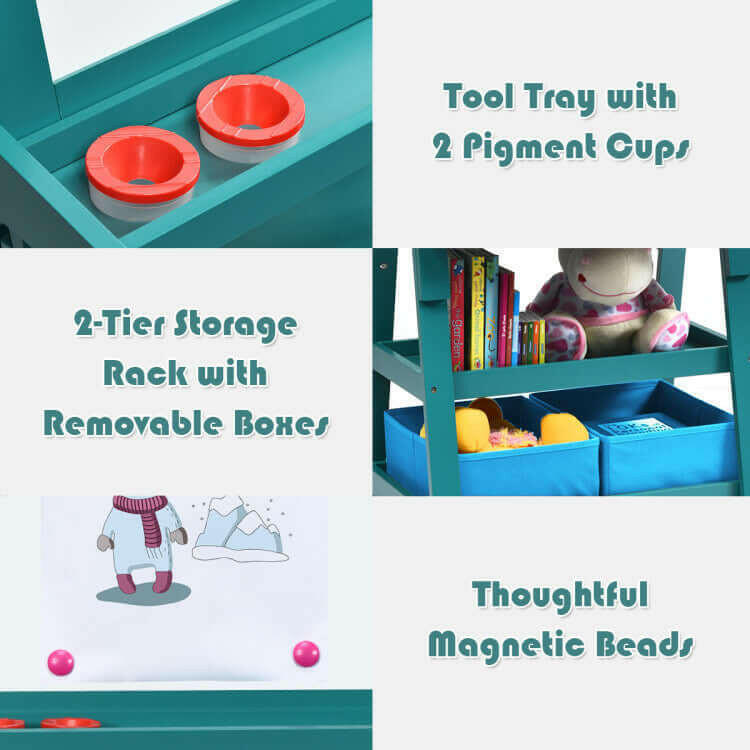 3-in-1 Art Easel for Kids - Double-Sided & Storage