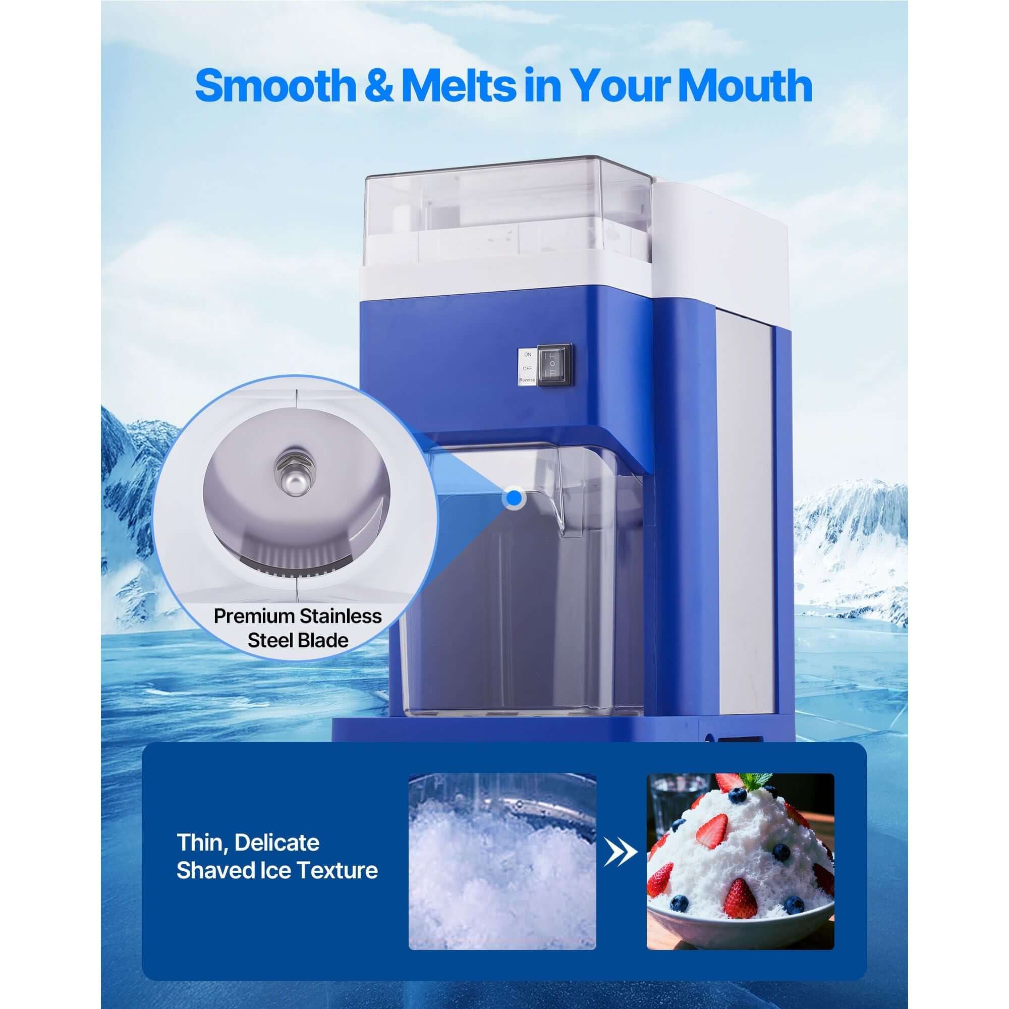 Commercial Ice Shaver Machine, 1.91QT /1.8L Large Electric Snow Cone