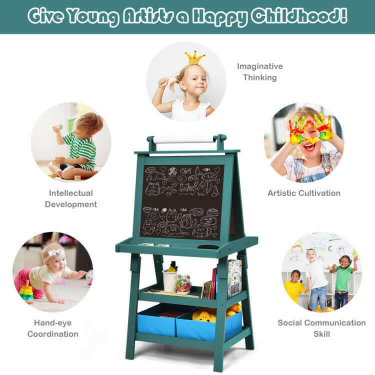 3-in-1 Art Easel for Kids - Double-Sided & Storage