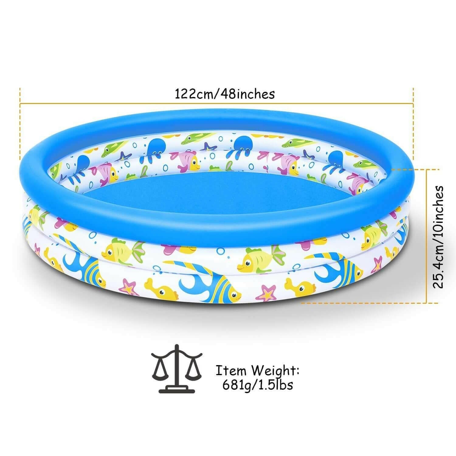 48x10In Inflatable Swimming Pool Blow Up Family Pool For 2 Kids