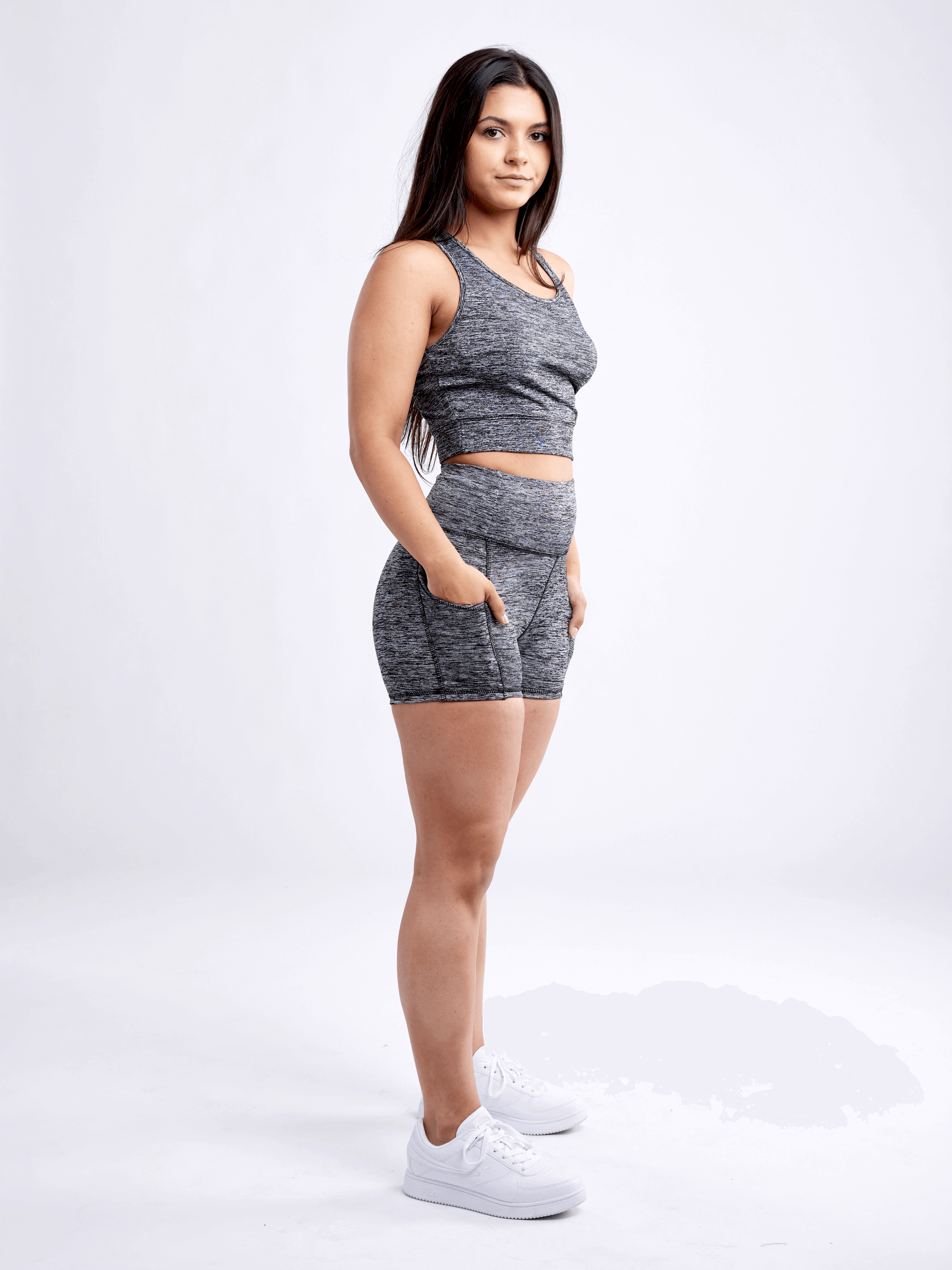 High-Waisted Athletic Shorts with Side Pockets