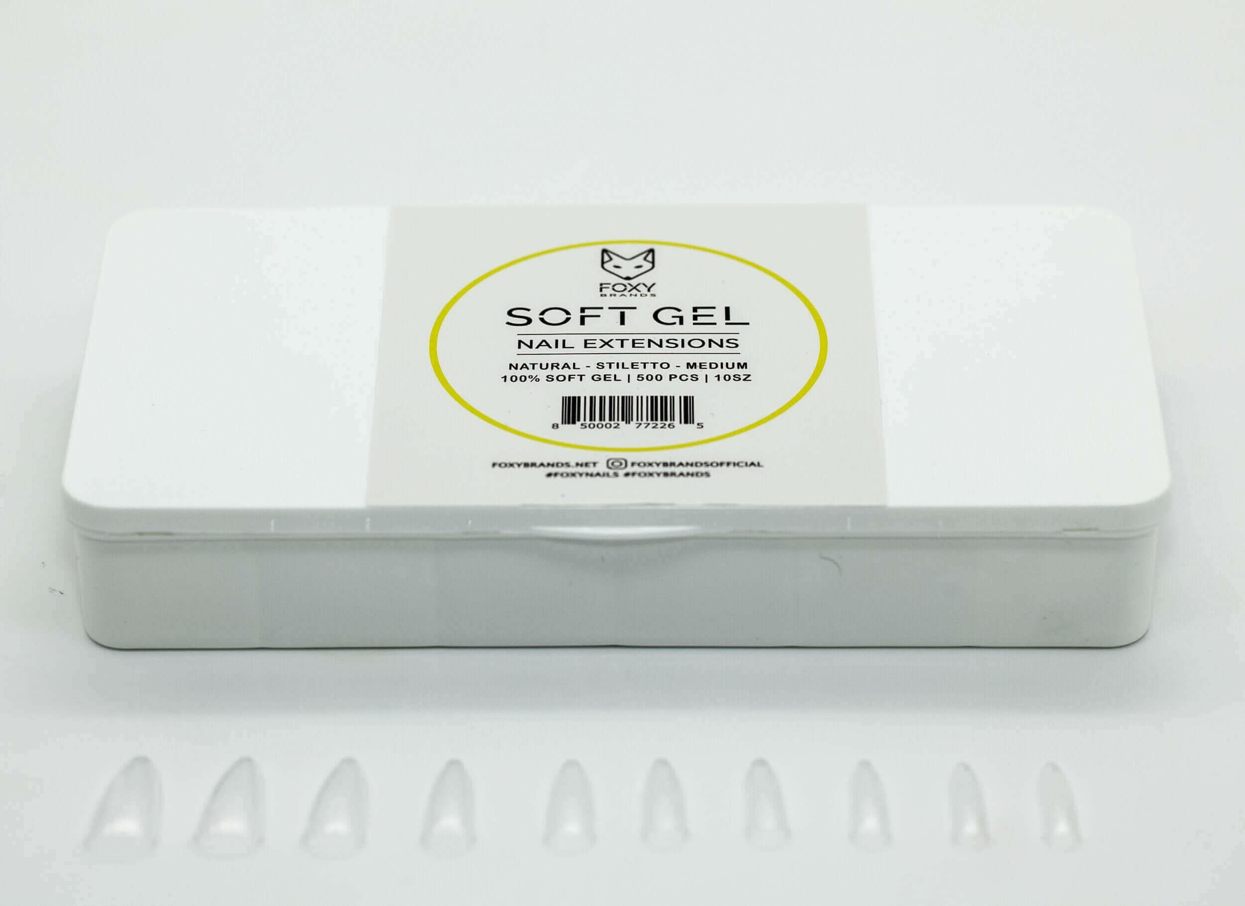 Soft Gel Tips - Natural Medium Stiletto (500 pcs)