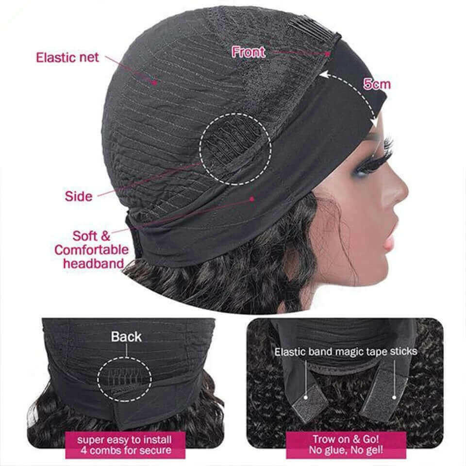 Burgundy Headband Body Wave Human Hair Wig