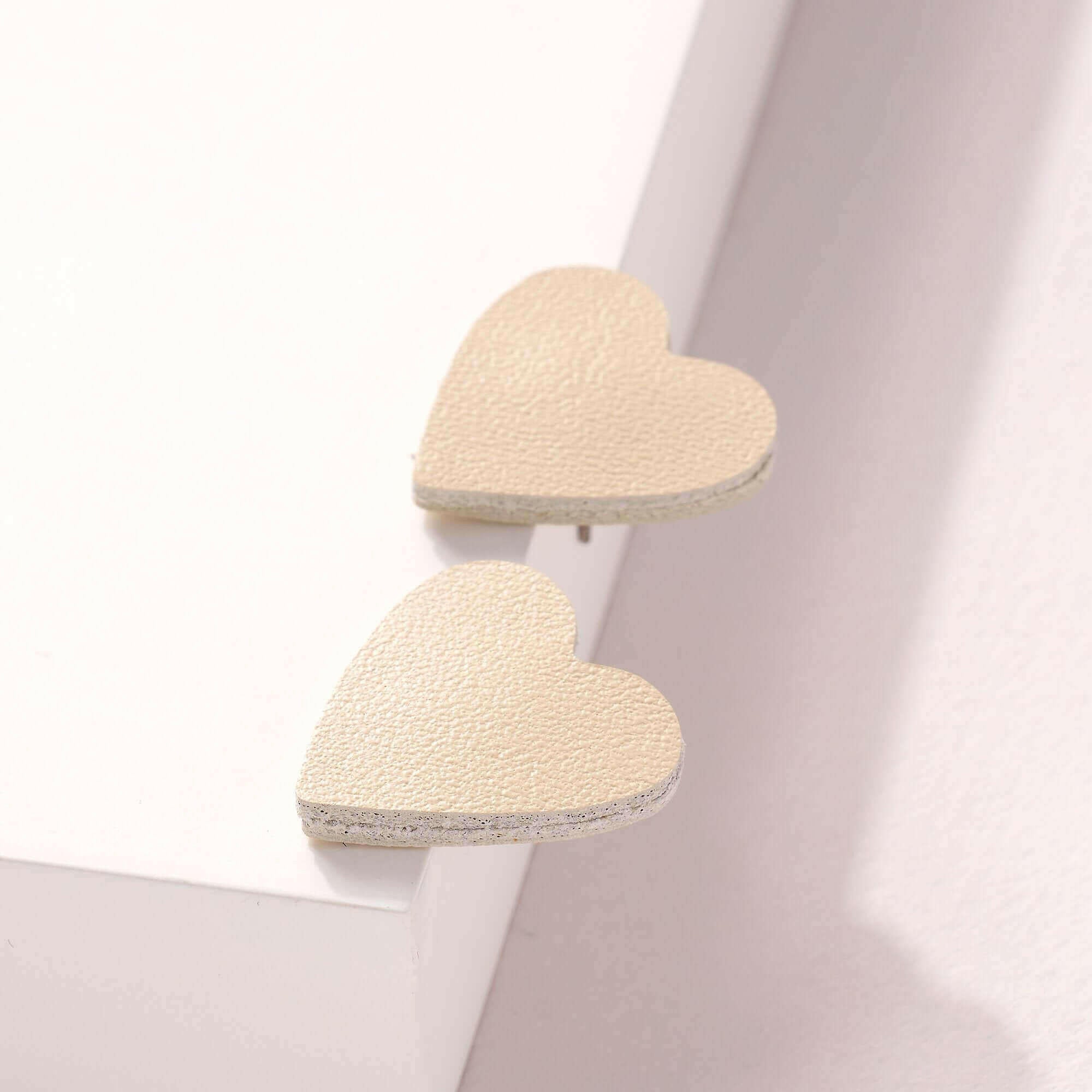 Heart Genuine Leather Stud Earrings