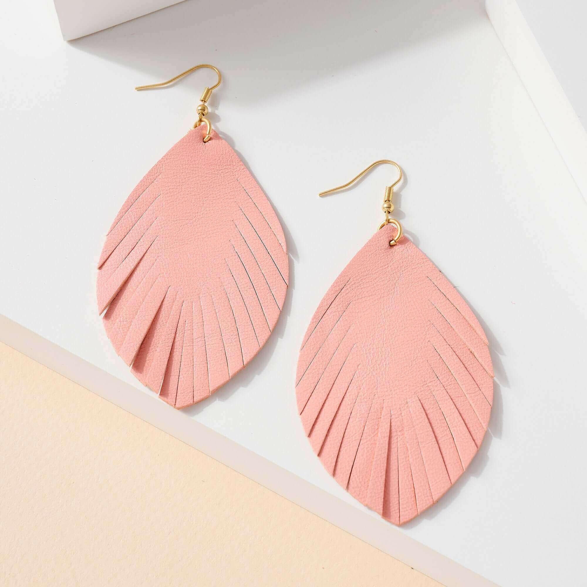 Feather Genuine Leather Earrings
