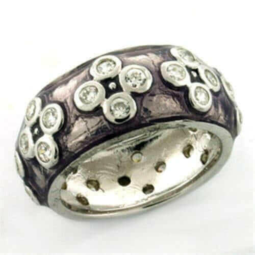 LOAS730 - Rhodium 925 Sterling Silver Ring with Epoxy in Light