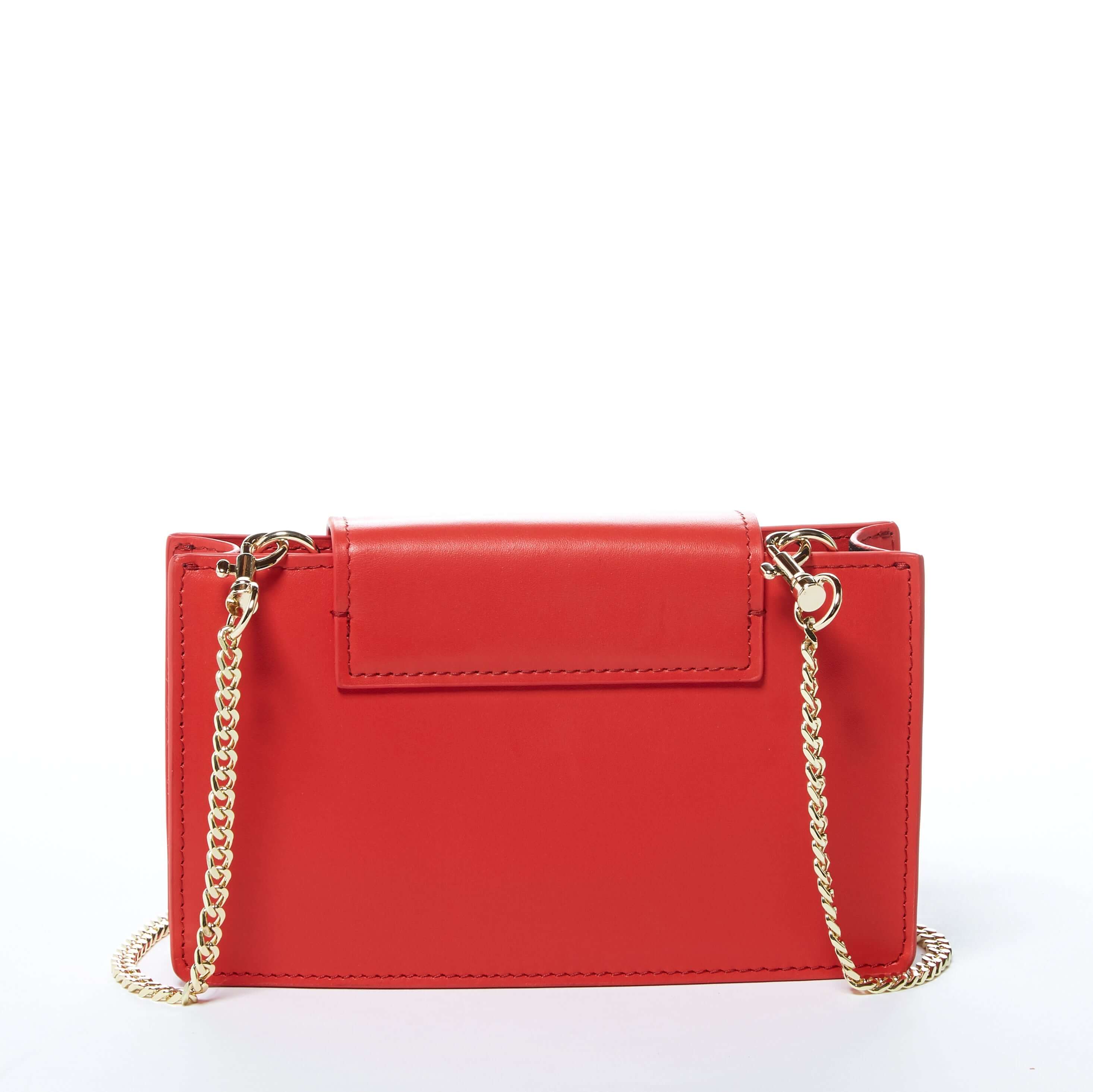 Mini Crossbody Bag Small Leather Red Purse Wristlet Women&