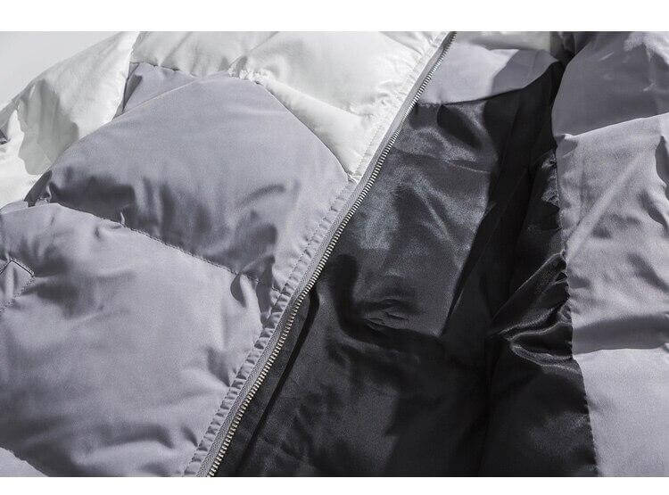 Parka Jacket Men Embroidery Patchwork Pocket Cotton Coat Winter