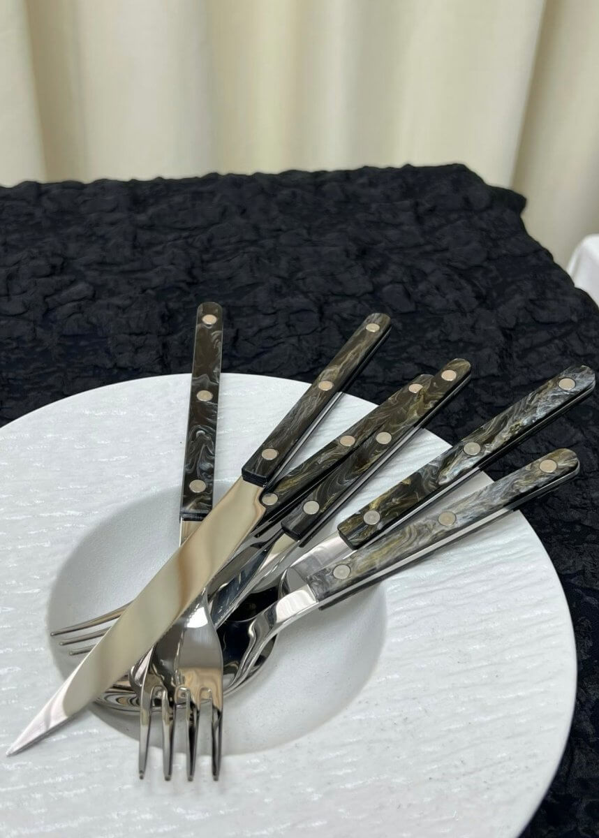 Set Of 10 Pcs Modern Elegant Terra Flatware - Bistrot Style Cutlery