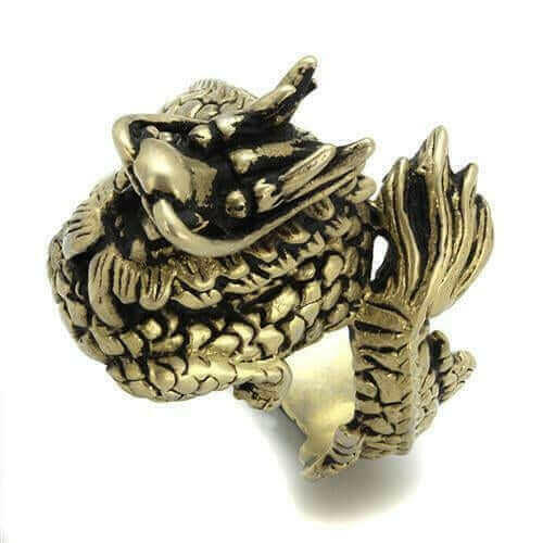 TK2458 - IP Antique Copper Stainless Steel Ring with Epoxy in Jet