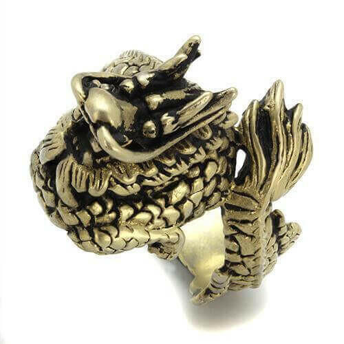 TK2458 - IP Antique Copper Stainless Steel Ring with Epoxy in Jet