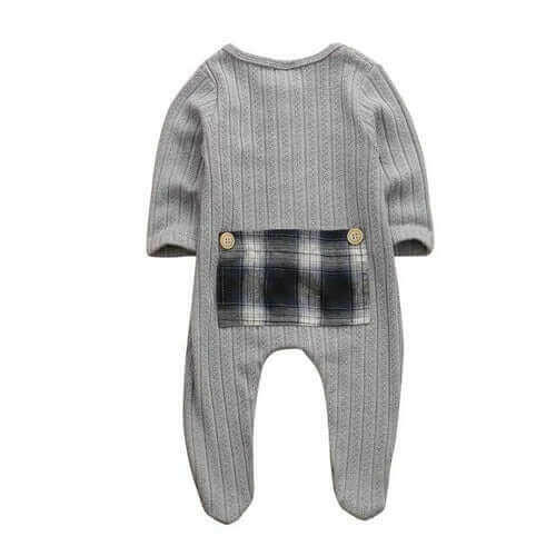 Ribbed Knit Peekaboo Panel Plaid Romper.