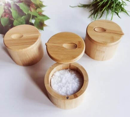 Bamboo Seasoning Container with Spoon
