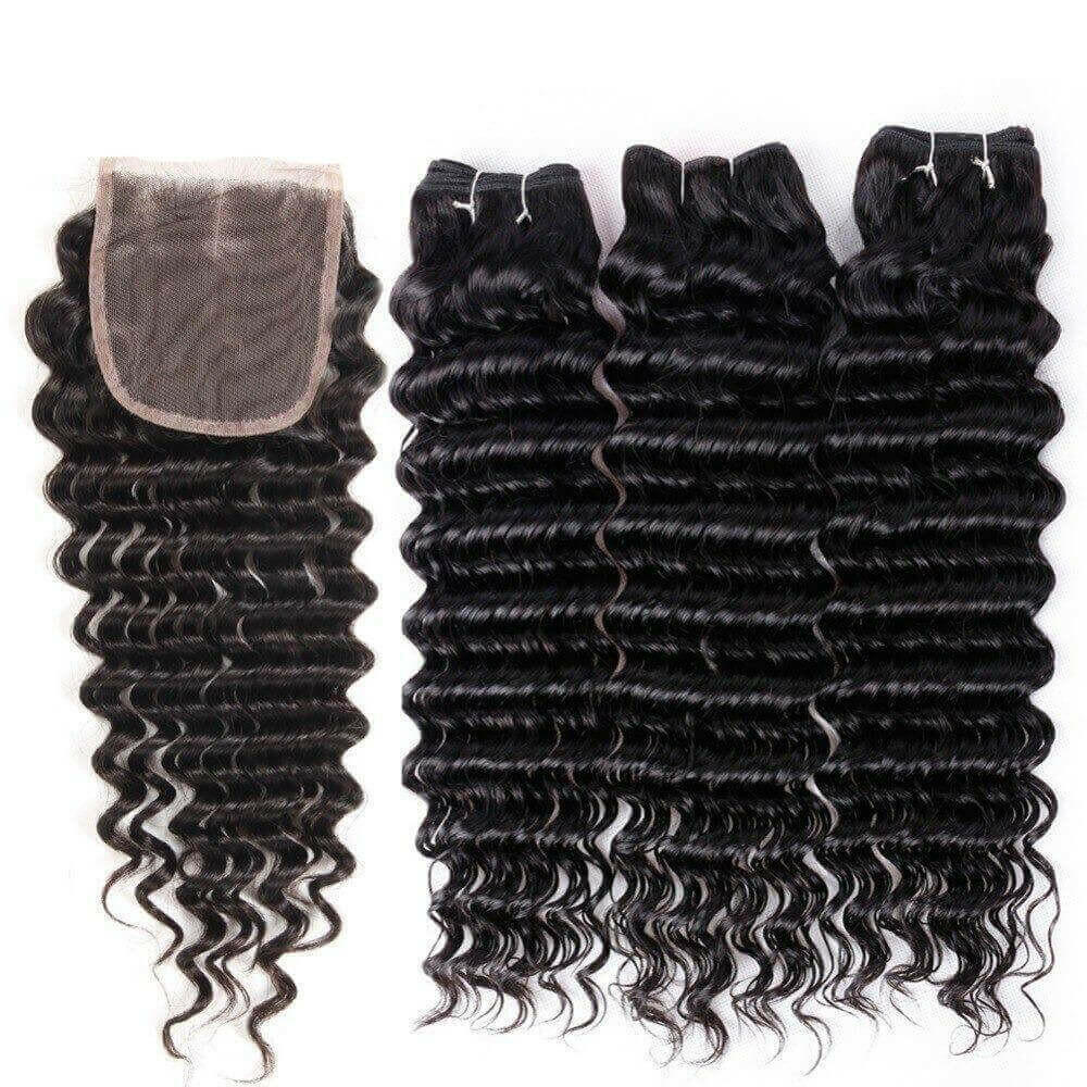 Super Double Drawn 12A Grade Deep Wave BUNDLES with CLOSURES &amp; FRONTAL