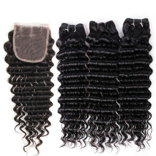 Super Double Drawn 12A Grade Deep Wave BUNDLES with CLOSURES & FRONTAL.