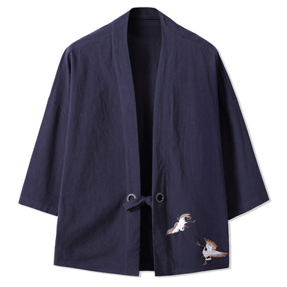 Fashion Mens Cotton Blends Linen Cloak Open Front Cardigan Kimono Jackets
