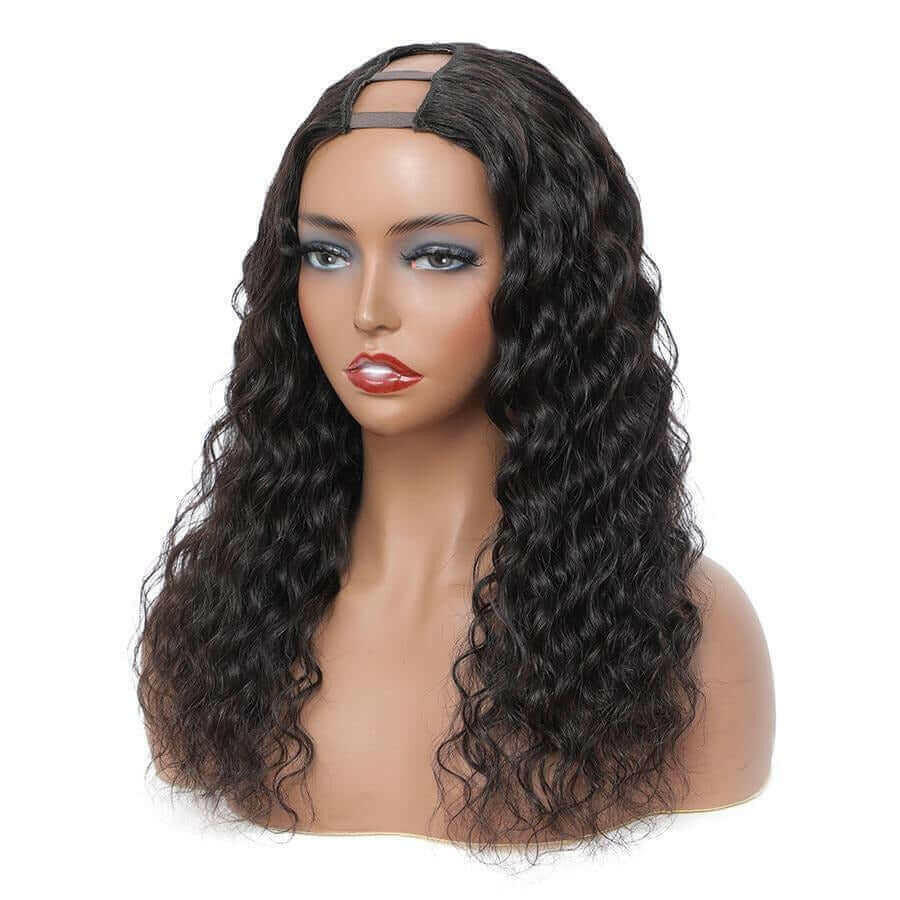 U Part Wig Water Wave Human Hair Wigs For Black Women Brazilian Remy H.