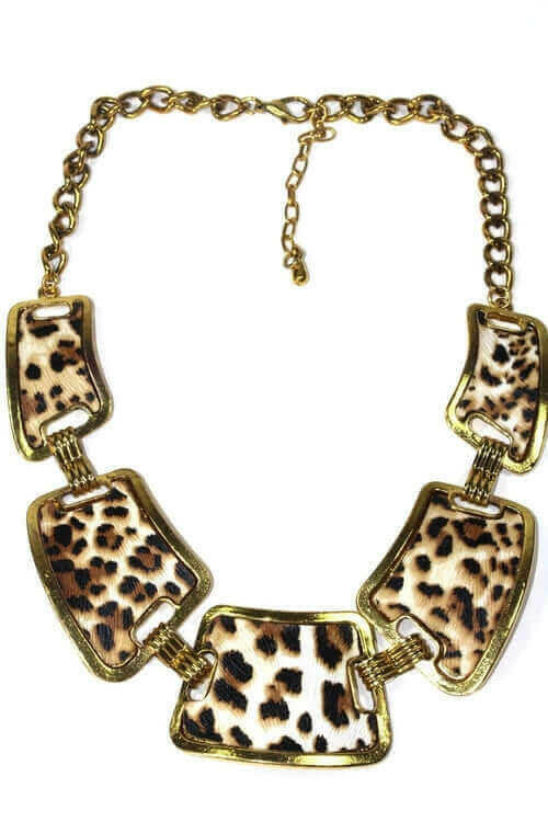 Leopard Design Pendant Necklace Set.