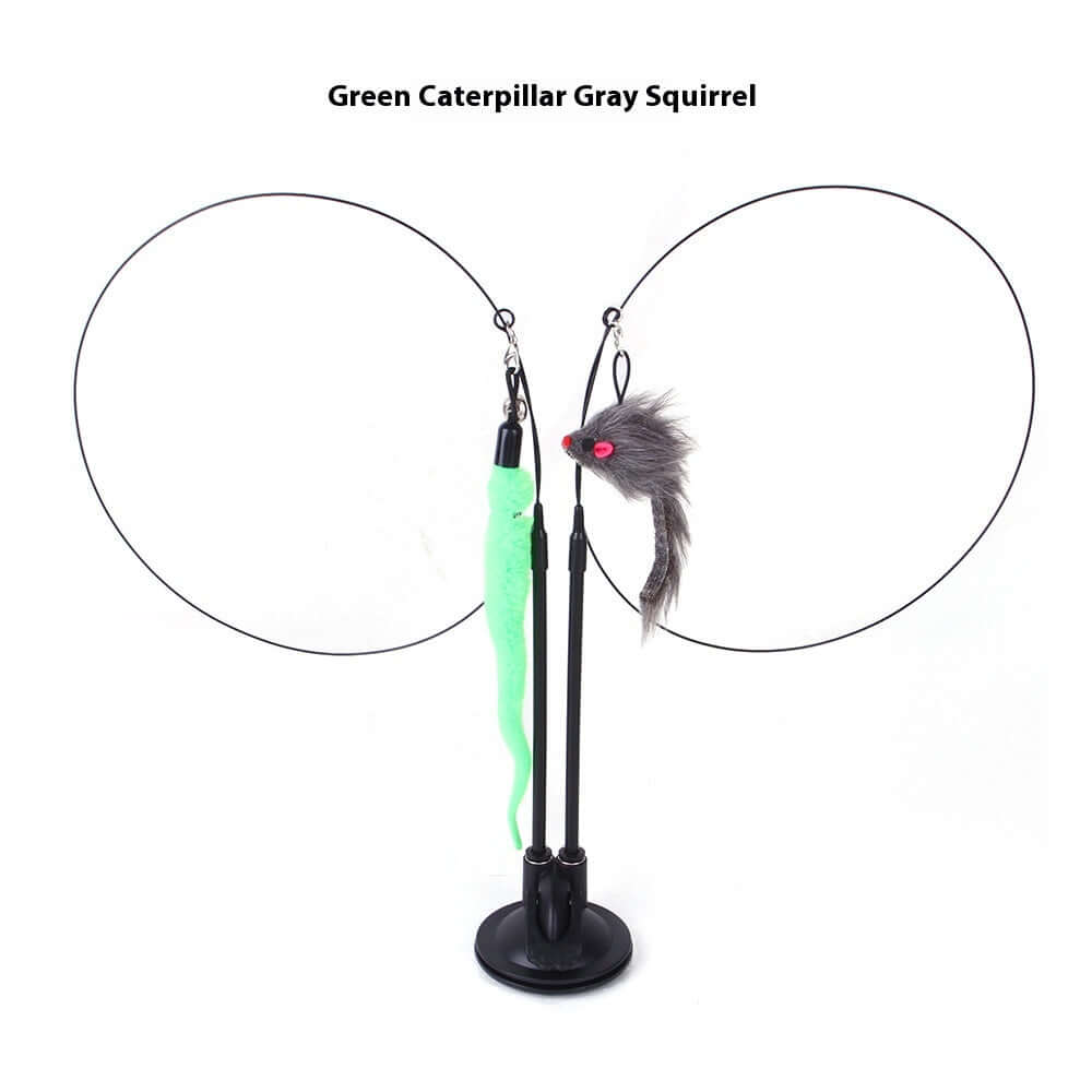 Suction Cup Cat Teaser Toy with Animal Attachments
